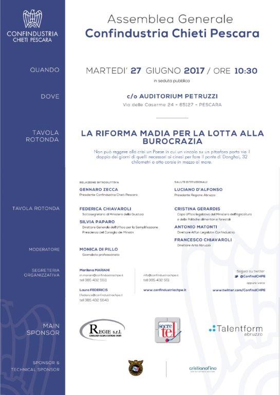 Invito agli associati Assemblea Generale Confindustria Chieti-Pescara 27 Giugno - La riforma madia per la lotta alla burocrazia 16 0001 1