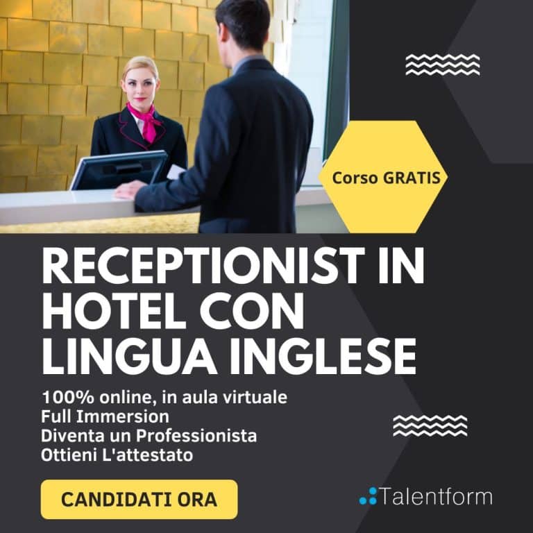 Receptionist in Hotel con Inglese (corso GRATUITO a distanza, in aula virtuale), edizione del 13 aprile 2023 17 Receptionist in Hotel con Lingua Inglese 1