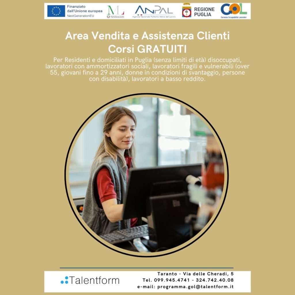 Programma GOL Puglia - Area Vendita e Assistenza Clienti 2 Area Vendita e Assistenza Clienti