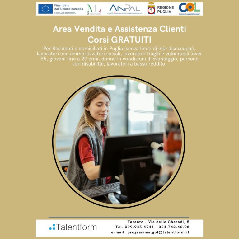 Programma GOL Puglia - Area Vendita e Assistenza Clienti 10 Area Vendita e Assistenza Clienti