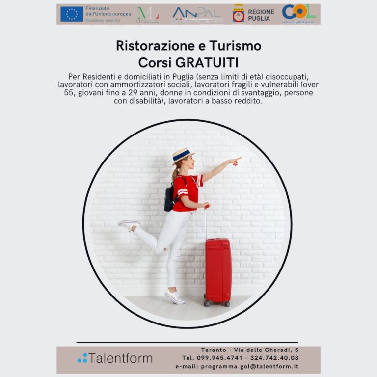 Programma GOL Puglia - Area Ristorazione e Turismo 8 Ristorazione e Turismo