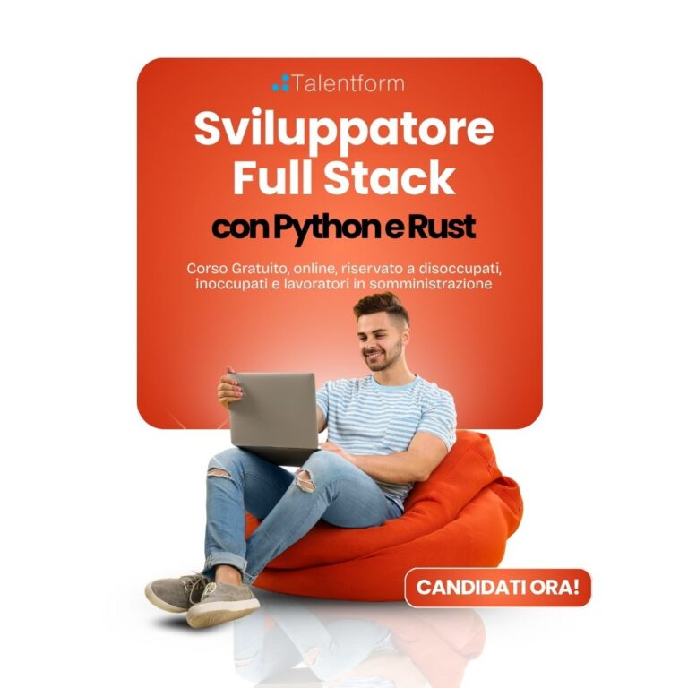 Sviluppatore Full Stack con Python e Rust (corso GRATUITO online, full time), edizione del 02 marzo 2026 1 Corso gratuito di Sviluppatore Full Stack con Python e Rust