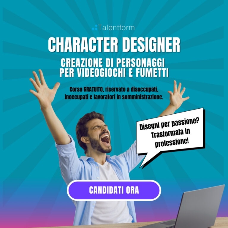 Character Designer: Creazione di Personaggi per Videogiochi e Fumetti (corso GRATUITO online, full time), edizione del 12 marzo 2026 19 1080x1080 Character Designer Creazione di Personaggi per Videogiochi e Fumetti 2