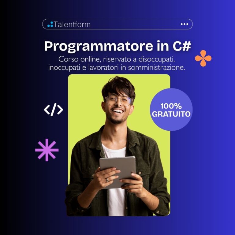 Programmatore in C# (corso GRATUITO online, full time), edizione del 01 aprile 2026 7 Programmatore in C 1080x1080 1